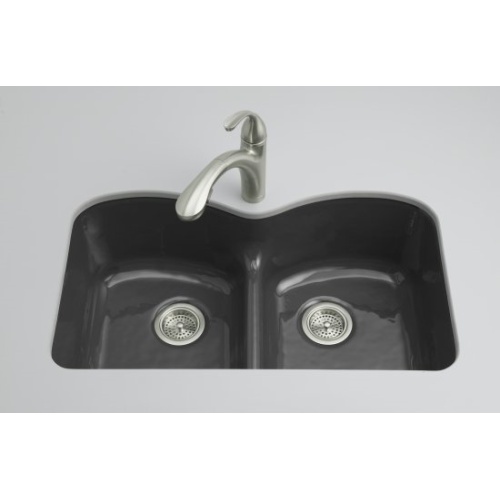 K66266U-7 Langlade White/Color Undermount - Double Bowl Kitchen Sink - Black