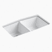 Kohler K5846-5U-0 White Undermount Double Bowl Kitchen Sink