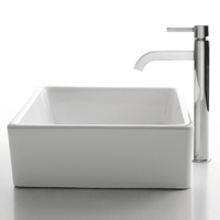  Ceramic Vessel Style Bathroom Sink - White Ceramic / Chrome