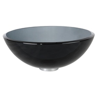  Clear Vessel Style Bathroom Sink - Clear Black Glass /Antique Brass