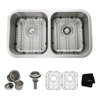 Double Bowl Kitchen Sink 31-3/8 x 18 x 8 Double Bowl Kitchen Sink 31-3/8 x 18 x 8