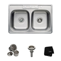 Double Bowl Kitchen Sink 33 x 22 x 9 Double Bowl Kitchen Sink 33 x 22 x 9