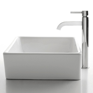 KCKCV1201007CH Ceramic Vessel Style Bathroom Sink - White Ceramic / Chrome KCKCV1201007CH Ceramic Vessel Style Bathroom Sink - White Ceramic / Chrome