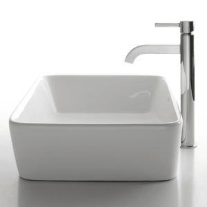 KCKCV1211007CH Ceramic Vessel Style Bathroom Sink - White Ceramic / Chrome KCKCV1211007CH Ceramic Vessel Style Bathroom Sink - White Ceramic / Chrome