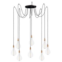  Early Electric Multi Light Pendant Light - Black / Antique Brass