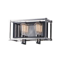  Refine 2 Bulb Bathroom Lighting - Black / Polished Nickel