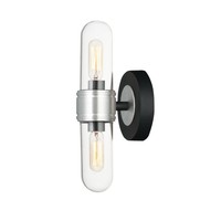  Dual 2 Bulb Bathroom Lighting - Black / Brushed Aluminum