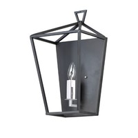  Abode 1 Bulb Wall Sconce - Textured Black / Polished Nickel