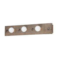  Plank 3 Bulb Bathroom Lighting - Weathered Wood / Antique Brass