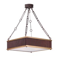  Ruffle Drum Pendant Pendant Light - Oil Rubbed Bronze and Burnished Brass