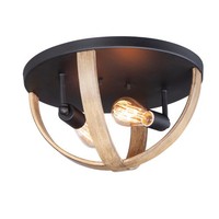  Compass Flush Mount Ceiling Light - Antique Pecan / Black