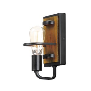 M10301BKASB Black Forest 1 Bulb Wall Sconce - Black / Ashbury