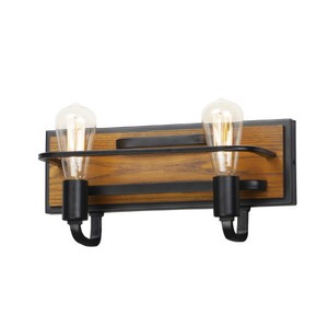 M10302BKASB Black Forest 2 Bulb Bathroom Lighting - Black / Ashbury