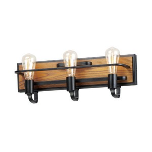 M10303BKASB Black Forest 3 Bulb Bathroom Lighting - Black / Ashbury