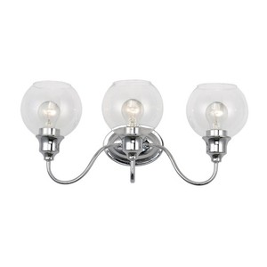 M1113CLPC Ballord 3 Bulb Bathroom Lighting - Clear / Polished Chrome