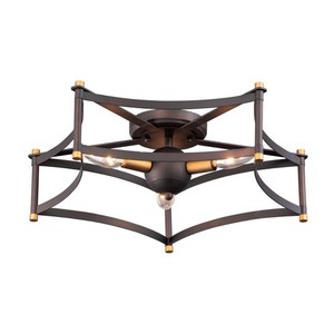 M13590OIAB Wellington Flush Mount Ceiling Light - Oil Rubbed Bronze / Antique Brass