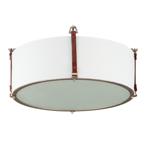 M16139FTWZBSD Sausalito Flush Mount Ceiling Light - Weathered Zinc / Brown Suede