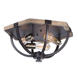 M20330WOBZ Lodge Flush Mount Ceiling Light - Weathered Oak / Bronze