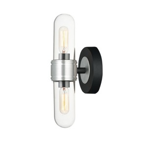 M21702CLBKAL Dual 2 Bulb Bathroom Lighting - Black / Brushed Aluminum