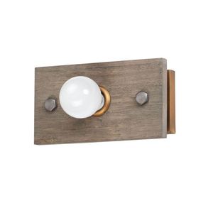 M25241WWDAB Plank 1 Bulb Wall Sconce - Weathered Wood / Antique Brass