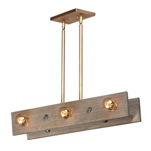 M25246WWDAB Plank Linear Pendant Pendant Light - Weathered Wood / Antique Brass