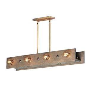 M25247WWDAB Plank Linear Pendant Pendant Light - Weathered Wood / Antique Brass