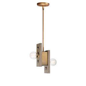 M25249WWDAB Plank Mini-Pendant Pendant Light - Weathered Wood / Antique Brass