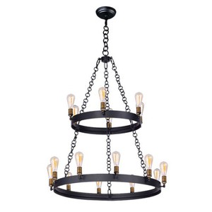 M26277BKNABBUI Noble Large Foyer Chandelier Chandelier - Black / Natural Aged Brass