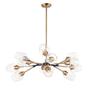 M26347CLABBK Savvy Large Foyer Chandelier Chandelier - Antique Brass / Black