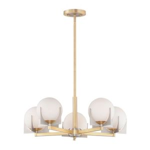 M32475SWSBRBP Finn Mini Chandelier - Satin Brass / Brushed Platinum