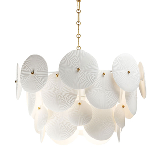 M12824WTNAB Mid Sized Chandelier Chandelier - White / Natural Aged Brass