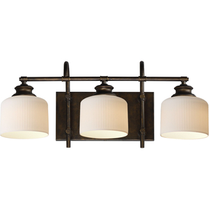M21493WTOI 3 Bulb Bathroom Lighting - White / Oil Rubbed Bronze M21493WTOI 3 Bulb Bathroom Lighting - White / Oil Rubbed Bronze