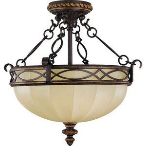 GLSF220WAL Edwardian Semi Flush Mount Ceiling Light - Walnut