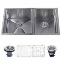  Stainless Steel Undermount - Double Bowl Kitchen Sink - Satin Stainless Steel