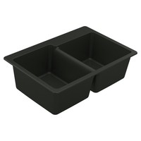  Granite Series White/Color Dual Mount Double Bowl Kitchen Sink - Black