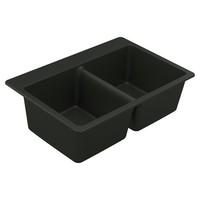  Granite Series White/Color Dual Mount Double Bowl Kitchen Sink - Black