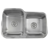  Quidnet Stainless Steel Undermount - Double Bowl Kitchen Sink - Brushed Satin