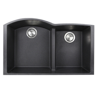  Plymouth Collection White/Color Undermount - Double Bowl Kitchen Sink - Black