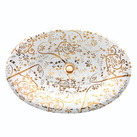  Regatta Collection Self Rimming Bathroom Sink - White/Gold
