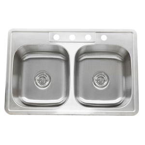 NNS3322DE9 Madaket Stainless Steel Double Bowl Kitchen Sink - Brushed Satin