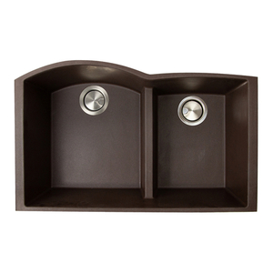 NPR6040BRUM Plymouth Collection White/Color Undermount - Double Bowl Kitchen Sink - Brown