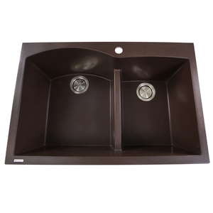 NPR6040BR Plymouth Collection White/Color Dual Mount Double Bowl Kitchen Sink - Brown