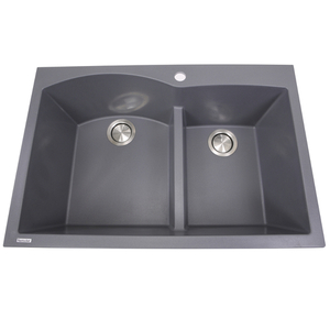 NPR6040TI Plymouth Collection White/Color Dual Mount Double Bowl Kitchen Sink - Titanium