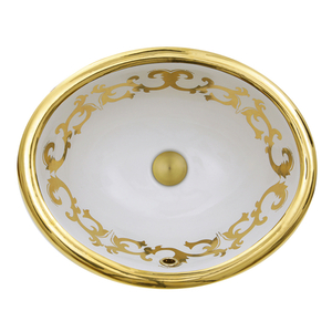 NRC73240GS Regatta Collection Self Rimming Bathroom Sink - White/Gold