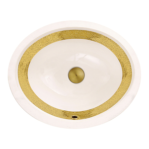 NRC78340GRD Regatta Collection Undermount Style Bathroom Sink - White/Gold