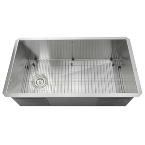 NZR3218OSD Pro Series Stainless Steel Undermount - Single Bowl Kitchen Sink - Brushed Satin