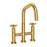  East Square Pull-Out Spray Kitchen Faucet - Aged Brass