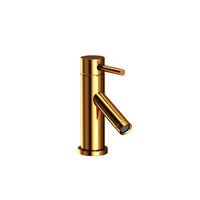  East Linear Single Hole Bathroom Faucet - Uncoated Polished Brass - Living