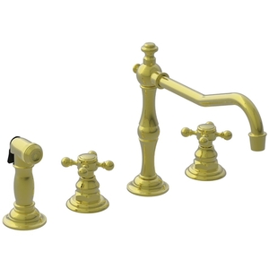 N943/03N Chesterfield Two-Handle Kitchen Faucet - Uncoated Polished Brass - Living N943/03N Chesterfield Two-Handle Kitchen Faucet - Uncoated Polished Brass - Living