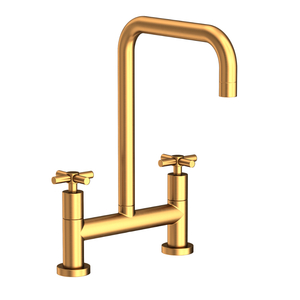 N1400-5402/24S East Square Two-Handle Kitchen Faucet - Satin Gold N1400-5402/24S East Square Two-Handle Kitchen Faucet - Satin Gold